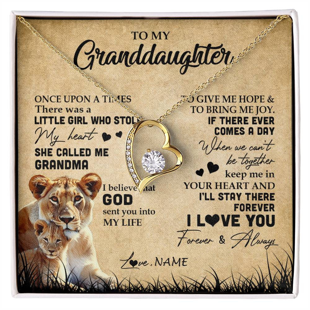 Personalized To My Granddaughter Lion Necklace From Grandma I'll Stay There Forever Grandchild Birthday Graduation Christmas Customized Gift Box Message Card