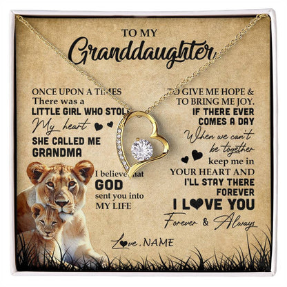 Personalized To My Granddaughter Lion Necklace From Grandma I'll Stay There Forever Grandchild Birthday Graduation Christmas Customized Gift Box Message Card
