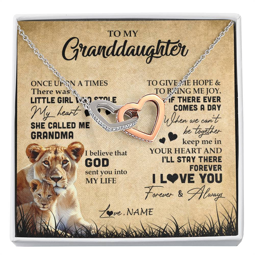Personalized To My Granddaughter Lion Necklace From Grandma I'll Stay There Forever Grandchild Birthday Graduation Christmas Customized Gift Box Message Card