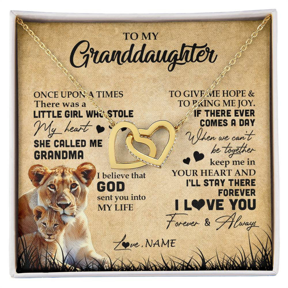 Personalized To My Granddaughter Lion Necklace From Grandma I'll Stay There Forever Grandchild Birthday Graduation Christmas Customized Gift Box Message Card