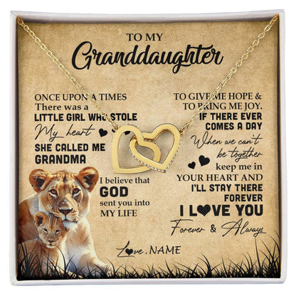 Personalized To My Granddaughter Lion Necklace From Grandma I'll Stay There Forever Grandchild Birthday Graduation Christmas Customized Gift Box Message Card