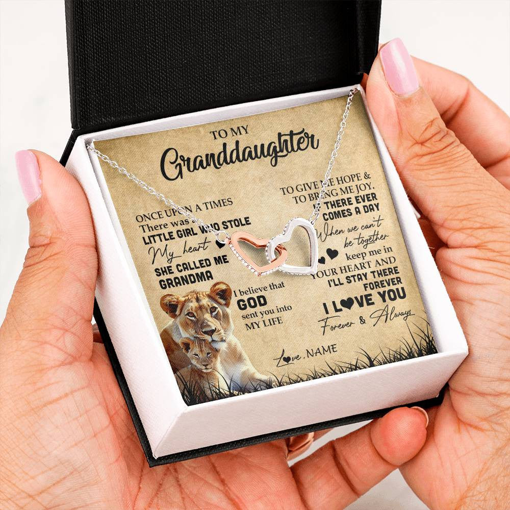 Personalized To My Granddaughter Lion Necklace From Grandma I'll Stay There Forever Grandchild Birthday Graduation Christmas Customized Gift Box Message Card