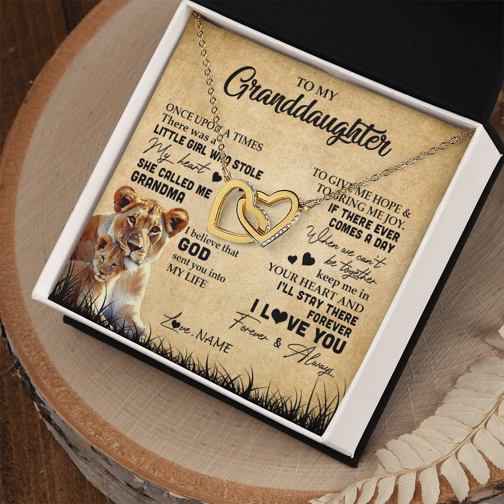 Personalized To My Granddaughter Lion Necklace From Grandma I'll Stay There Forever Grandchild Birthday Graduation Christmas Customized Gift Box Message Card