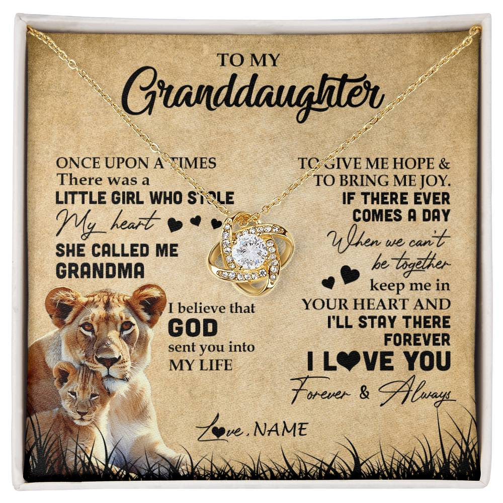 Personalized To My Granddaughter Lion Necklace From Grandma I'll Stay There Forever Grandchild Birthday Graduation Christmas Customized Gift Box Message Card