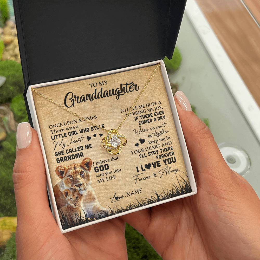 Personalized To My Granddaughter Lion Necklace From Grandma I'll Stay There Forever Grandchild Birthday Graduation Christmas Customized Gift Box Message Card