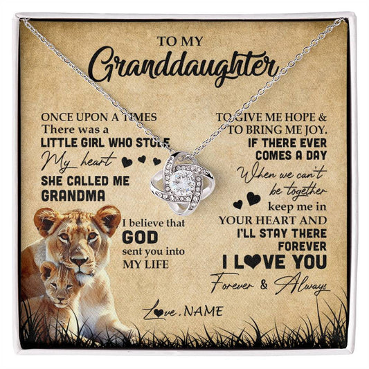 Personalized To My Granddaughter Lion Necklace From Grandma I'll Stay There Forever Grandchild Birthday Graduation Christmas Customized Gift Box Message Card
