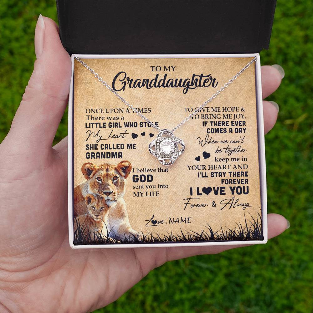 Personalized To My Granddaughter Lion Necklace From Grandma I'll Stay There Forever Grandchild Birthday Graduation Christmas Customized Gift Box Message Card