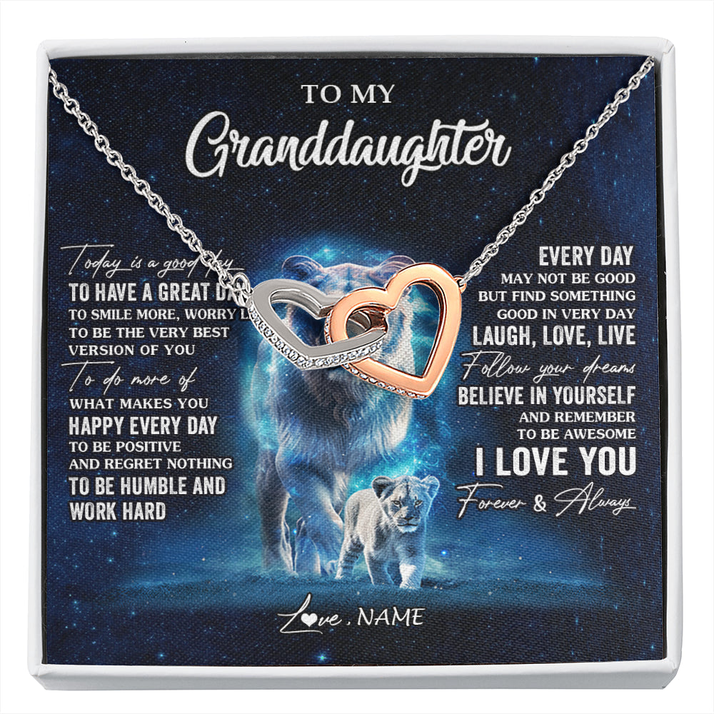 Personalized To My Granddaughter Lion Necklace From Grandma Today Is A Good Day Granddaughter Gifts Birthday Christmas Customized Gift Box Message Card