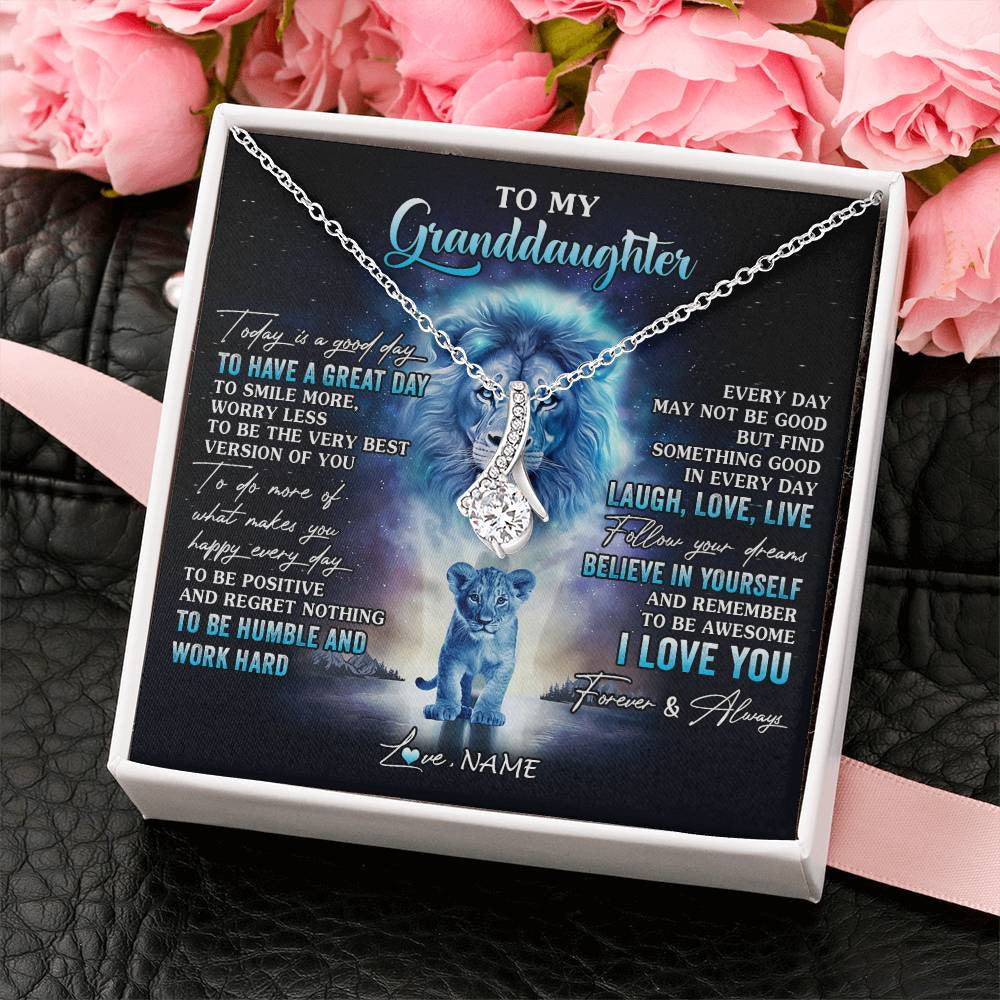 Personalized To My Granddaughter Lion Necklace From Grandpa Every Day Laugh Love Live Granddaughter Birthday Christmas Customized Gift Box Message Card