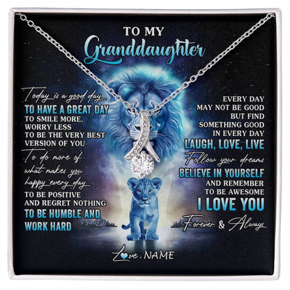 Personalized To My Granddaughter Lion Necklace From Grandpa Every Day Laugh Love Live Granddaughter Birthday Christmas Customized Gift Box Message Card