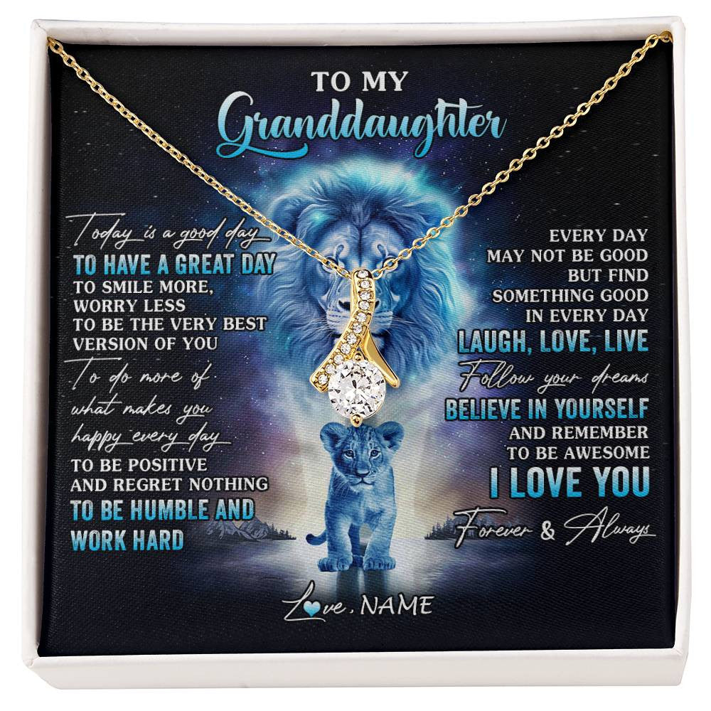 Personalized To My Granddaughter Lion Necklace From Grandpa Every Day Laugh Love Live Granddaughter Birthday Christmas Customized Gift Box Message Card