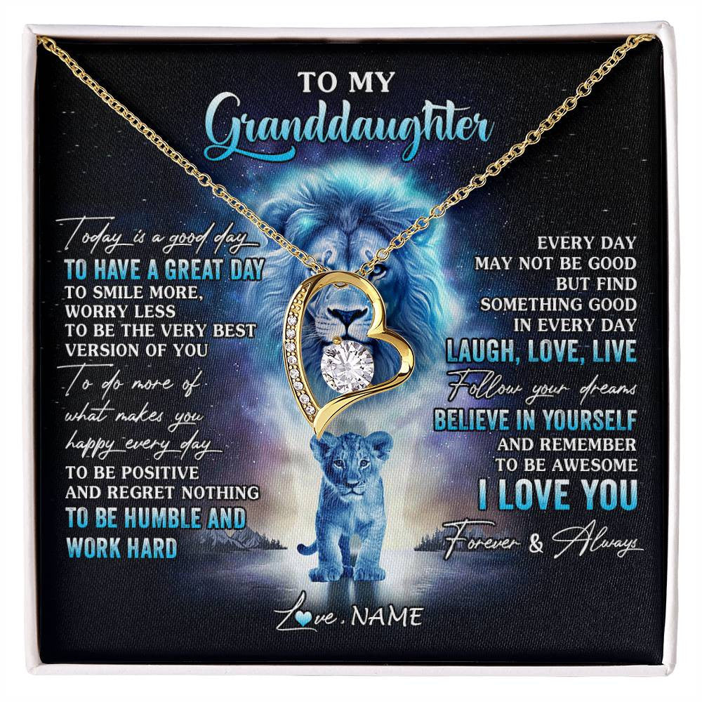 Personalized To My Granddaughter Lion Necklace From Grandpa Every Day Laugh Love Live Granddaughter Birthday Christmas Customized Gift Box Message Card
