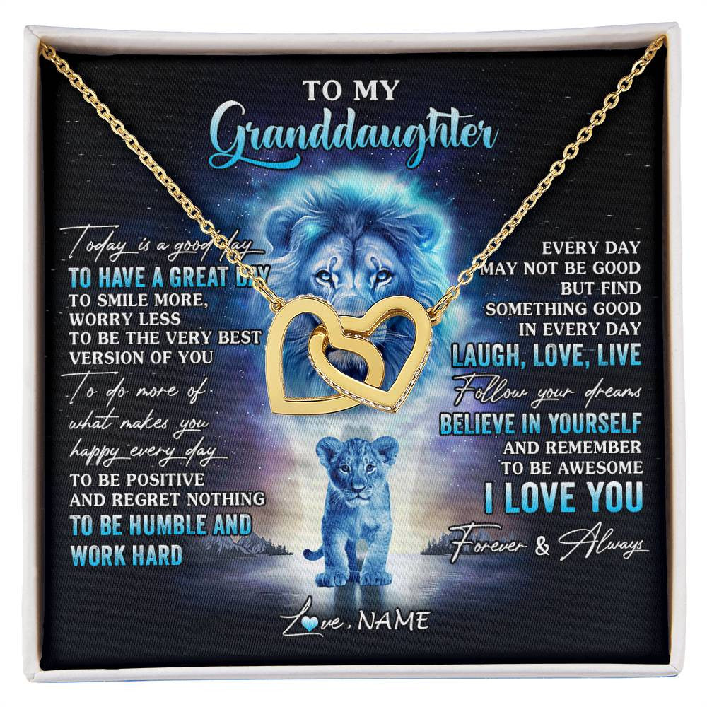 Personalized To My Granddaughter Lion Necklace From Grandpa Every Day Laugh Love Live Granddaughter Birthday Christmas Customized Gift Box Message Card