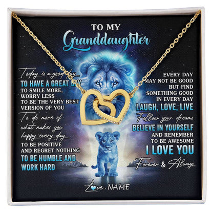 Personalized To My Granddaughter Lion Necklace From Grandpa Every Day Laugh Love Live Granddaughter Birthday Christmas Customized Gift Box Message Card