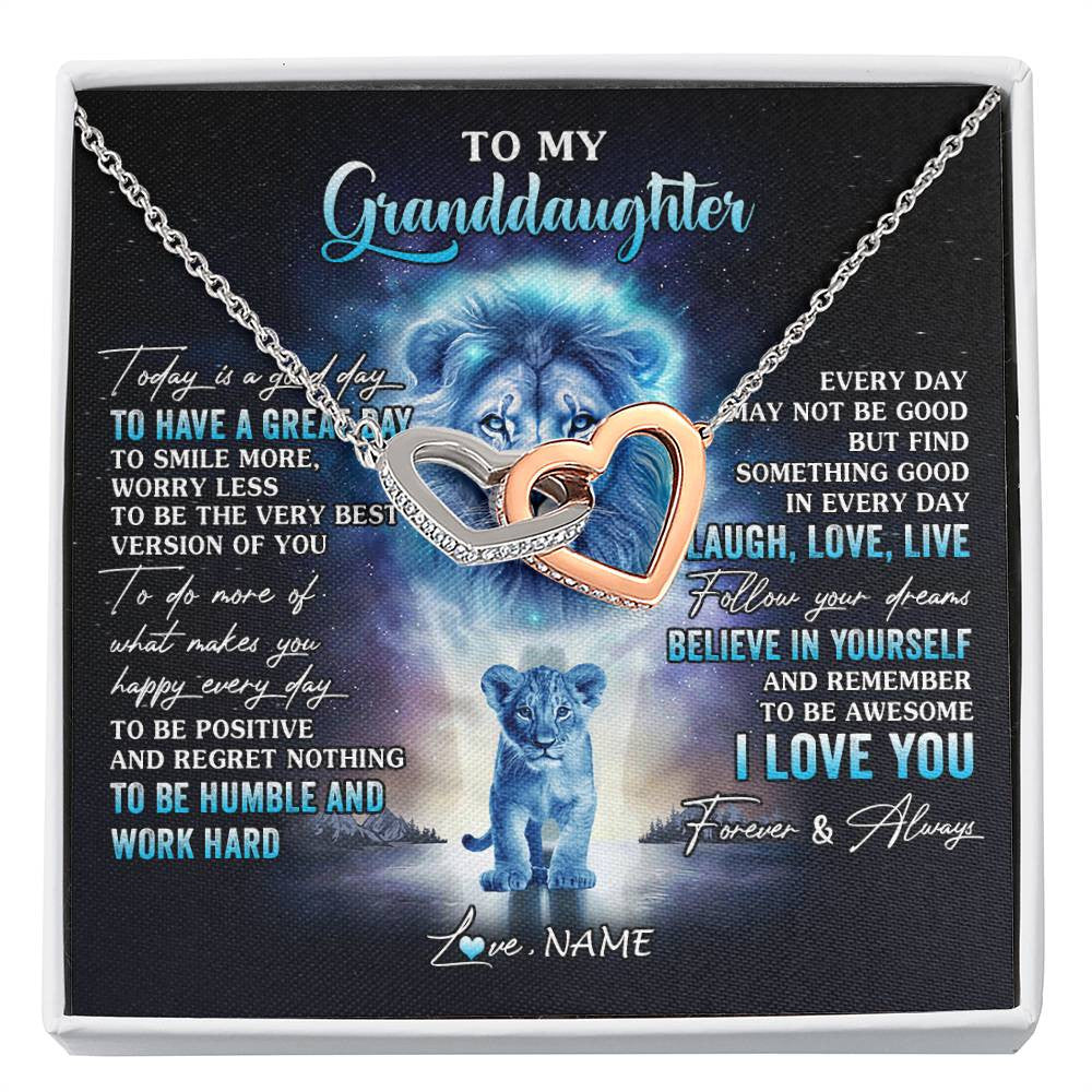 Personalized To My Granddaughter Lion Necklace From Grandpa Every Day Laugh Love Live Granddaughter Birthday Christmas Customized Gift Box Message Card