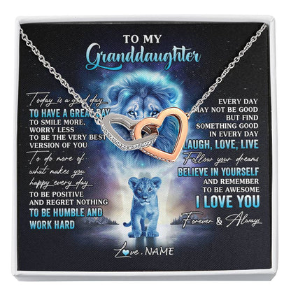 Personalized To My Granddaughter Lion Necklace From Grandpa Every Day Laugh Love Live Granddaughter Birthday Christmas Customized Gift Box Message Card