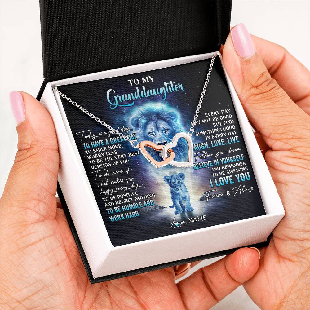 Personalized To My Granddaughter Lion Necklace From Grandpa Every Day Laugh Love Live Granddaughter Birthday Christmas Customized Gift Box Message Card