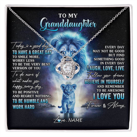 Personalized To My Granddaughter Lion Necklace From Grandpa Every Day Laugh Love Live Granddaughter Birthday Christmas Customized Gift Box Message Card
