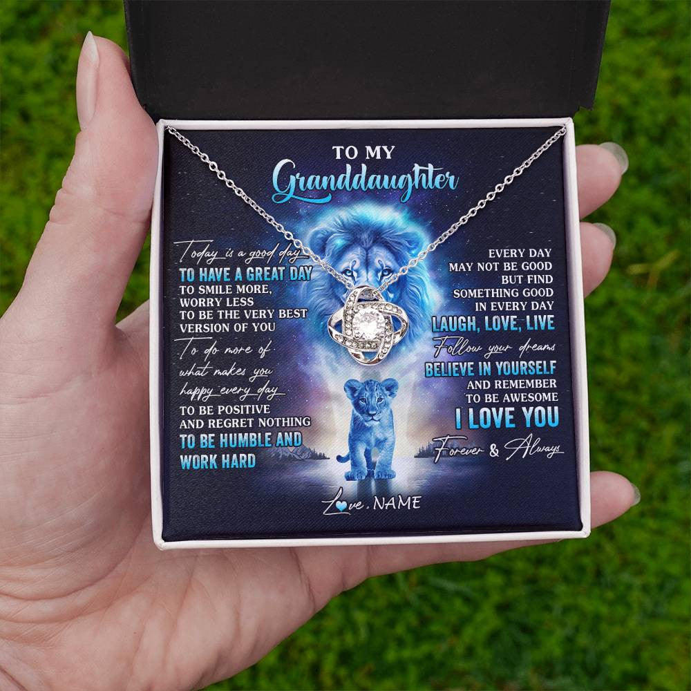 Personalized To My Granddaughter Lion Necklace From Grandpa Every Day Laugh Love Live Granddaughter Birthday Christmas Customized Gift Box Message Card
