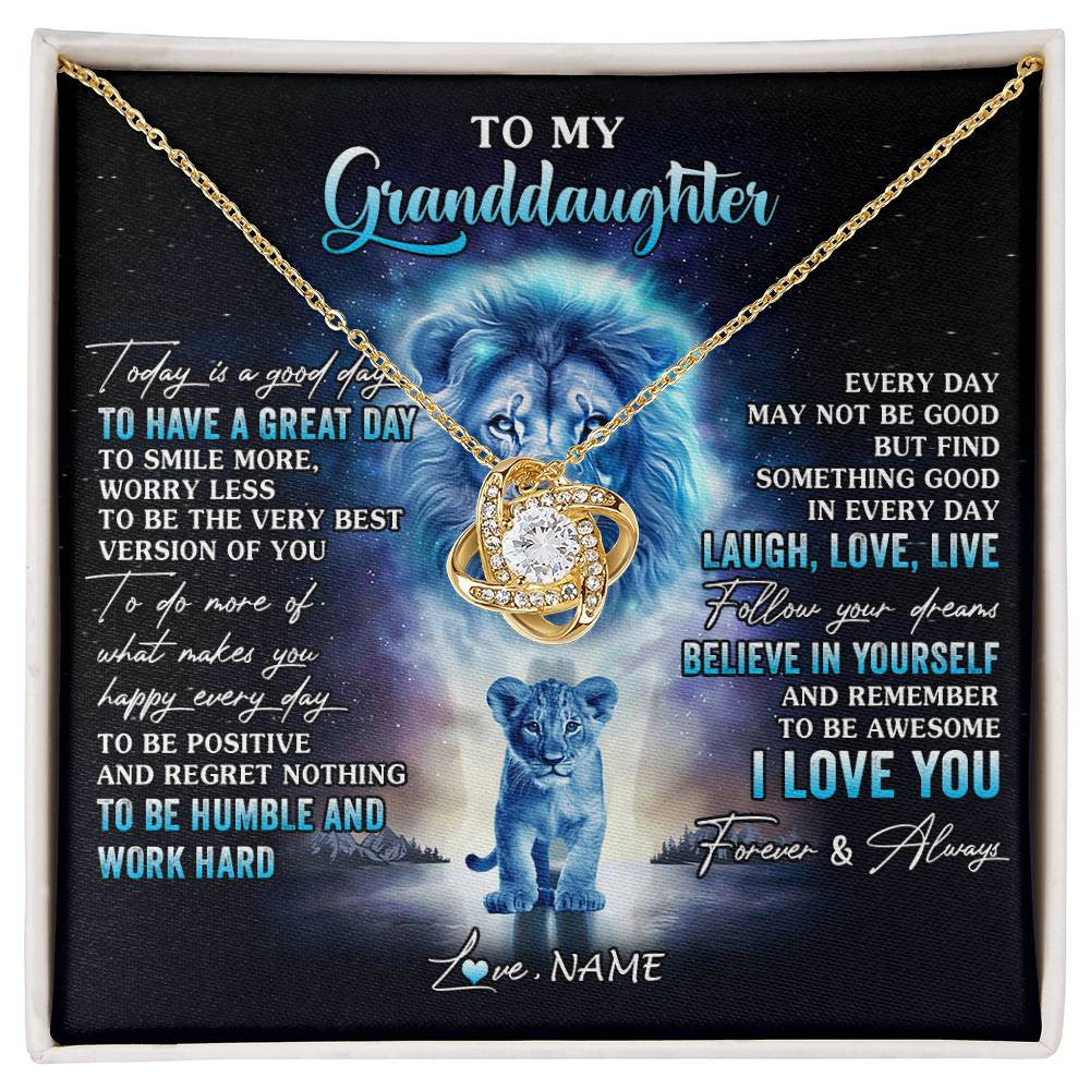 Personalized To My Granddaughter Lion Necklace From Grandpa Every Day Laugh Love Live Granddaughter Birthday Christmas Customized Gift Box Message Card
