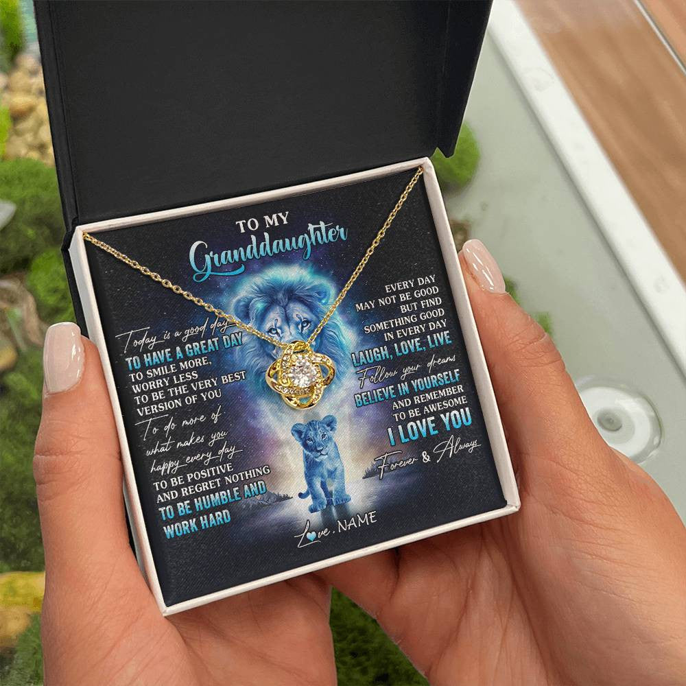 Personalized To My Granddaughter Lion Necklace From Grandpa Every Day Laugh Love Live Granddaughter Birthday Christmas Customized Gift Box Message Card
