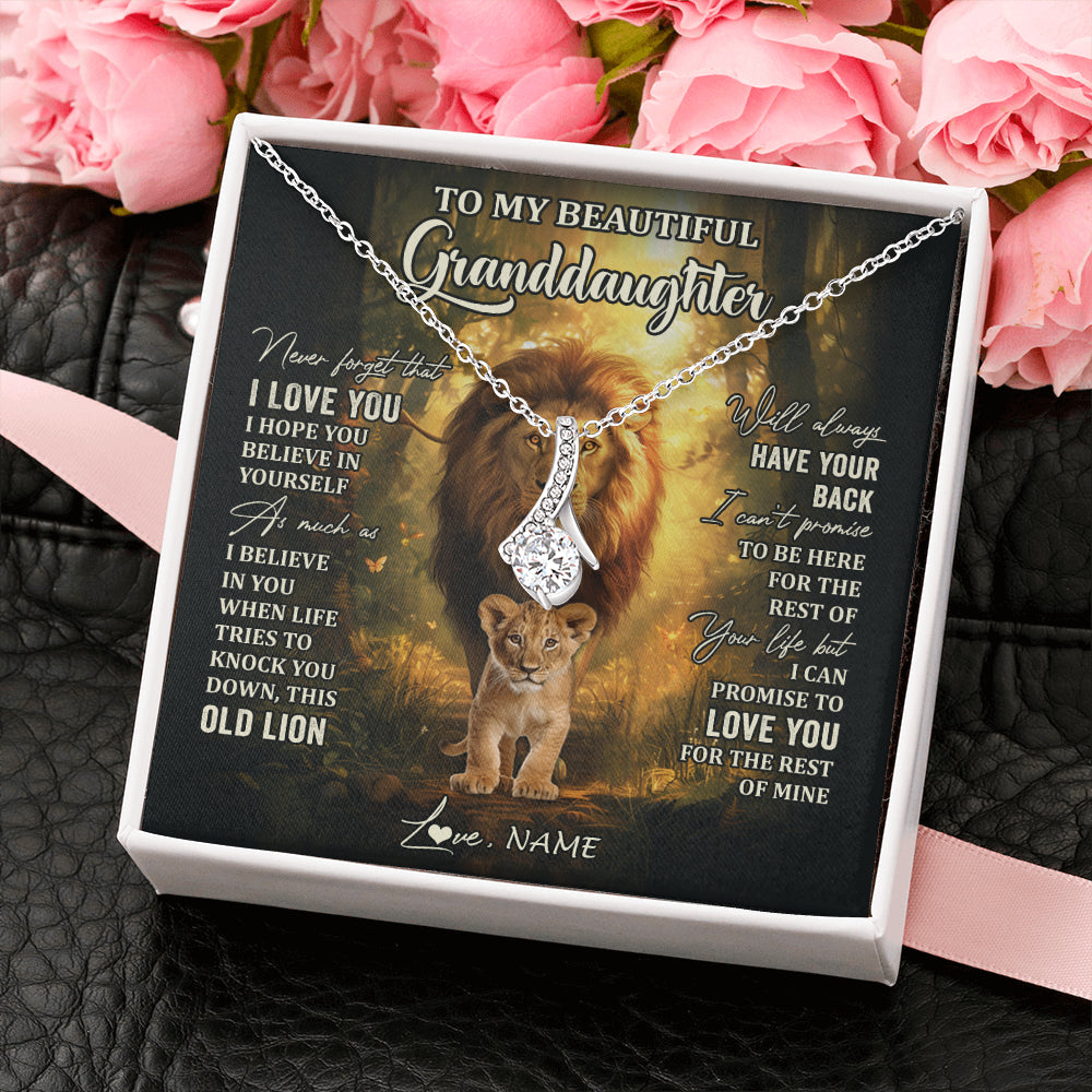 Personalized To My Granddaughter Lion Necklace From Grandpa Never Forget That I Love You Granddaughter Birthday Christmas Customized Gift Box Message Card