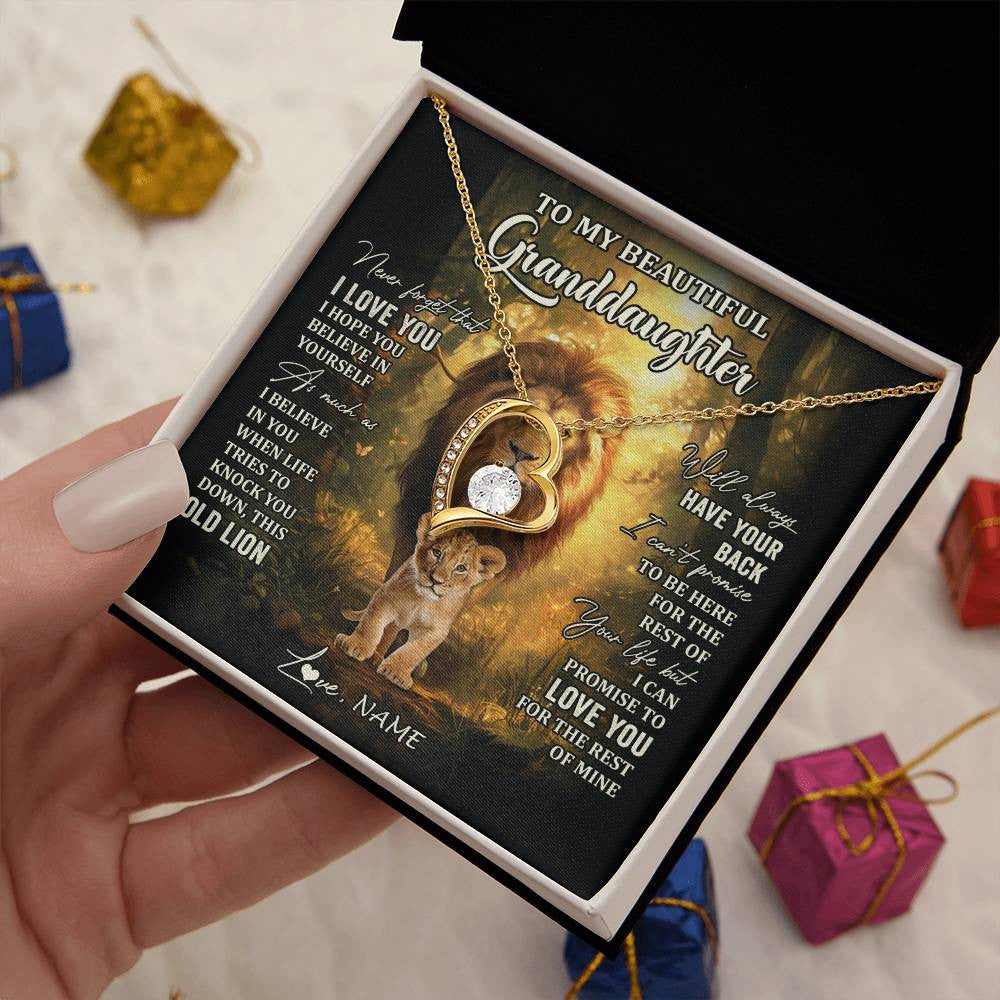 Personalized To My Granddaughter Lion Necklace From Grandpa Never Forget That I Love You Granddaughter Birthday Christmas Customized Gift Box Message Card