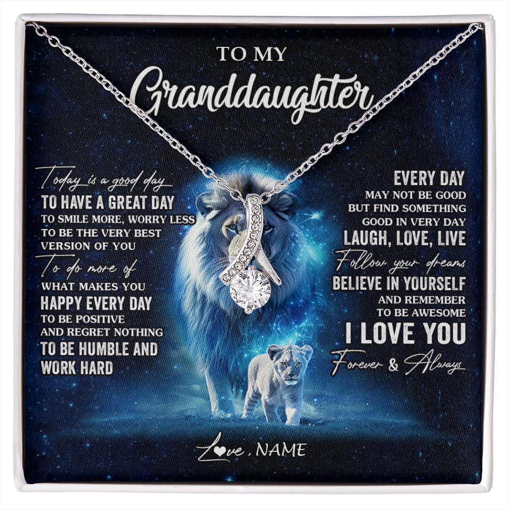 Personalized To My Granddaughter Lion Necklace From Grandpa Today Is A Good Day Granddaughter Gifts Birthday Christmas Customized Gift Box Message Card