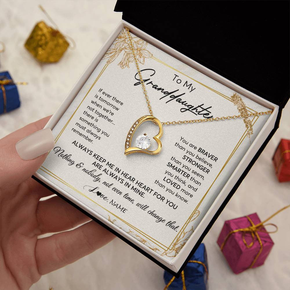 Personalized To My Granddaughter Necklace From Grandma Always Keep Me In Your Heart Granddaughter Birthday Graduation Christmas Customized Gift Box Message Card