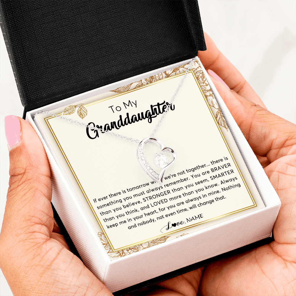 Personalized To My Granddaughter Necklace From Grandma Braver Stronger Smarter Loved Granddaughter Jewelry Birthday Christmas Customized Gift Box Message Card