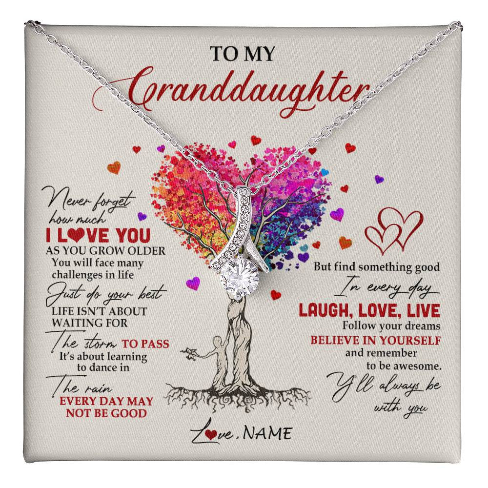 Personalized To My Granddaughter Necklace From Grandma Colorful Tree Never Forget I Love You Granddaughter Birthday Christmas Customized Gift Box Message Card