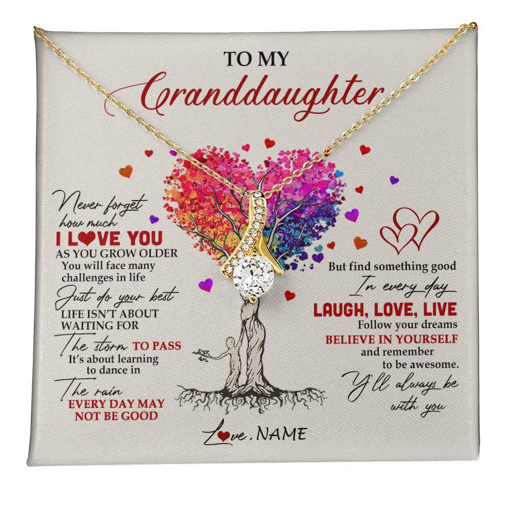 Personalized To My Granddaughter Necklace From Grandma Colorful Tree Never Forget I Love You Granddaughter Birthday Christmas Customized Gift Box Message Card