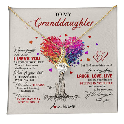 Personalized To My Granddaughter Necklace From Grandma Colorful Tree Never Forget I Love You Granddaughter Birthday Christmas Customized Gift Box Message Card