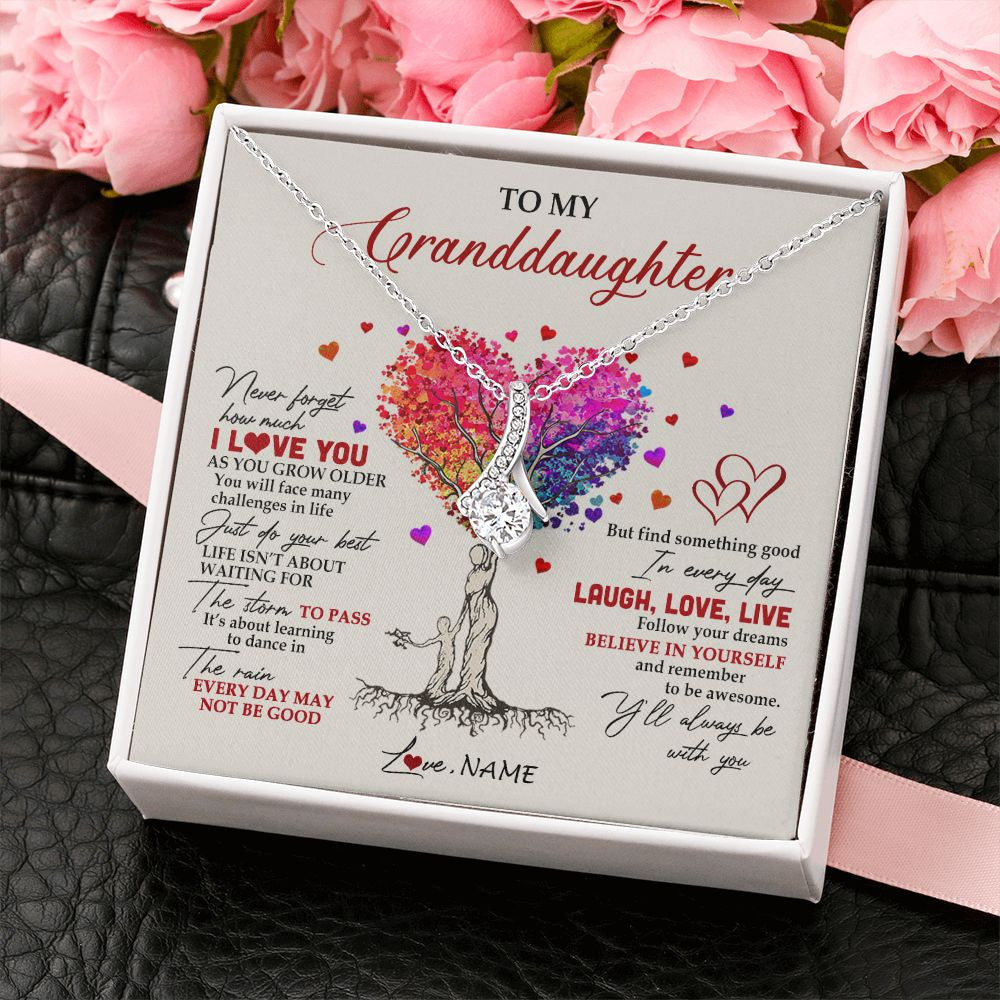 Personalized To My Granddaughter Necklace From Grandma Colorful Tree Never Forget I Love You Granddaughter Birthday Christmas Customized Gift Box Message Card