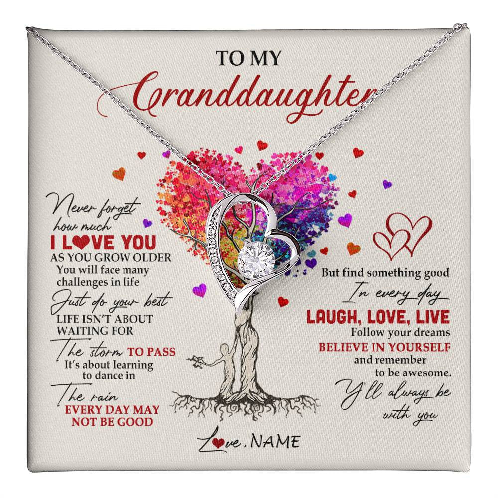 Personalized To My Granddaughter Necklace From Grandma Colorful Tree Never Forget I Love You Granddaughter Birthday Christmas Customized Gift Box Message Card