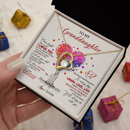 Personalized To My Granddaughter Necklace From Grandma Colorful Tree Never Forget I Love You Granddaughter Birthday Christmas Customized Gift Box Message Card