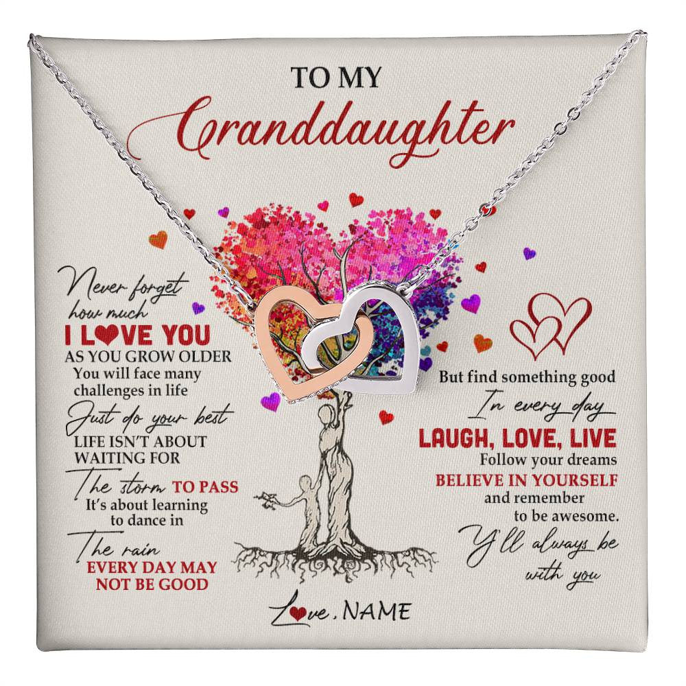Personalized To My Granddaughter Necklace From Grandma Colorful Tree Never Forget I Love You Granddaughter Birthday Christmas Customized Gift Box Message Card