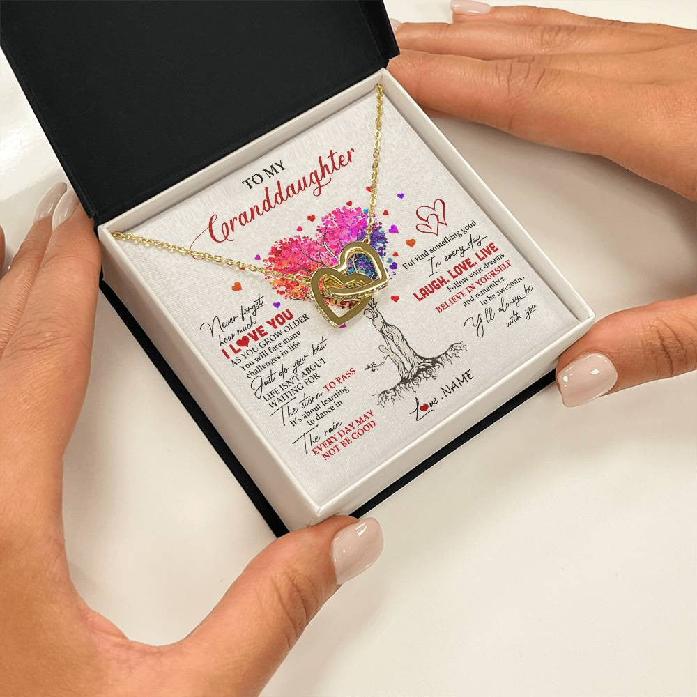 Personalized To My Granddaughter Necklace From Grandma Colorful Tree Never Forget I Love You Granddaughter Birthday Christmas Customized Gift Box Message Card