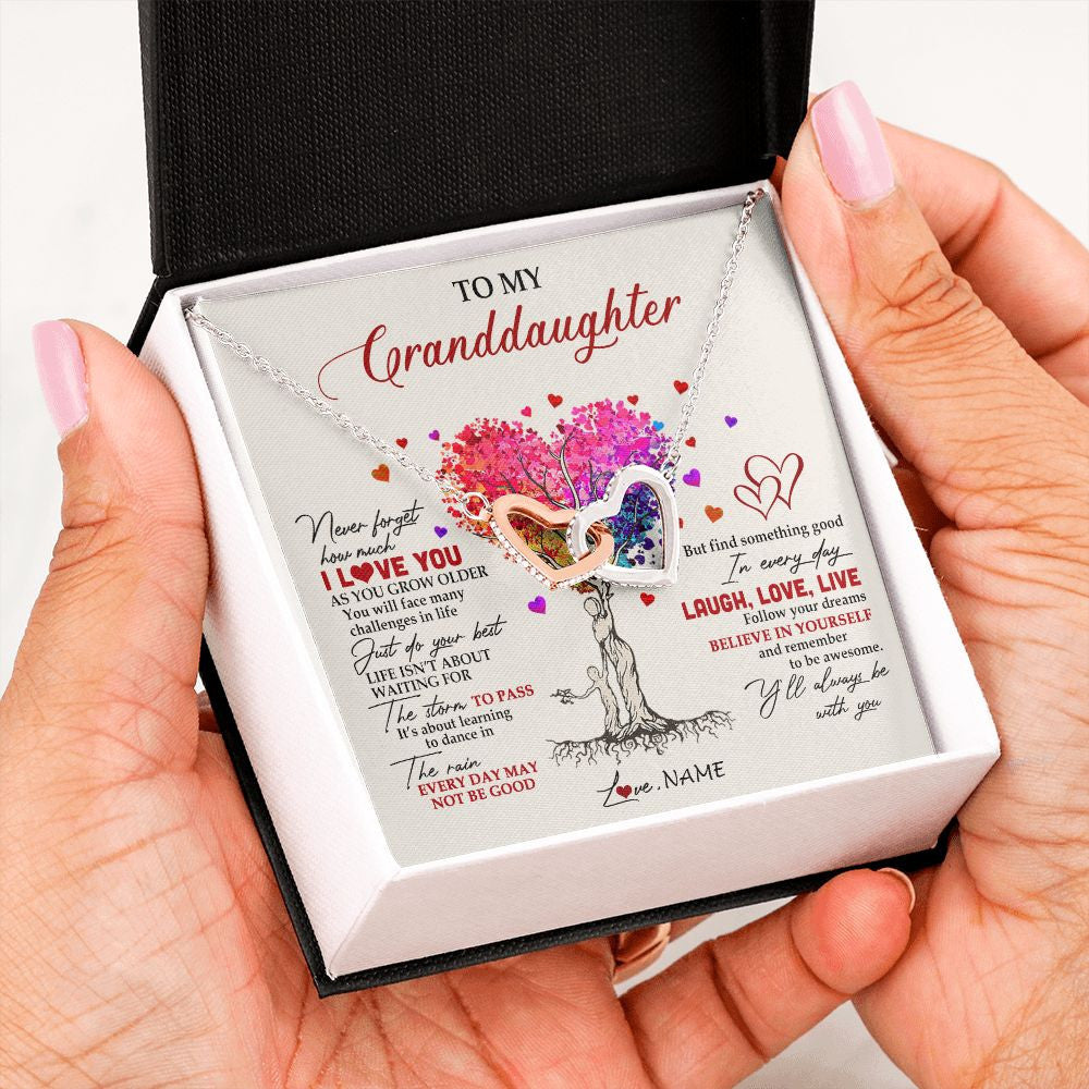 Personalized To My Granddaughter Necklace From Grandma Colorful Tree Never Forget I Love You Granddaughter Birthday Christmas Customized Gift Box Message Card
