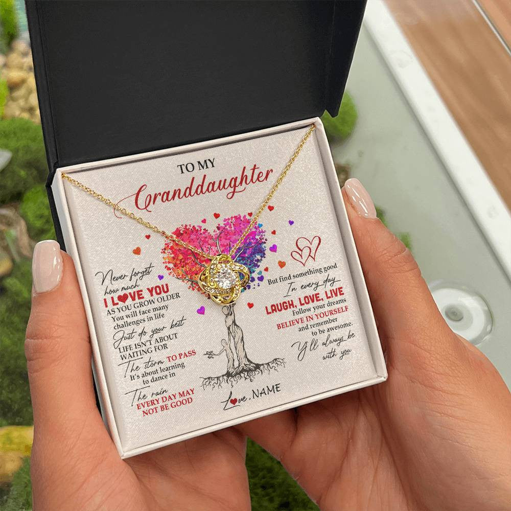 Personalized To My Granddaughter Necklace From Grandma Colorful Tree Never Forget I Love You Granddaughter Birthday Christmas Customized Gift Box Message Card