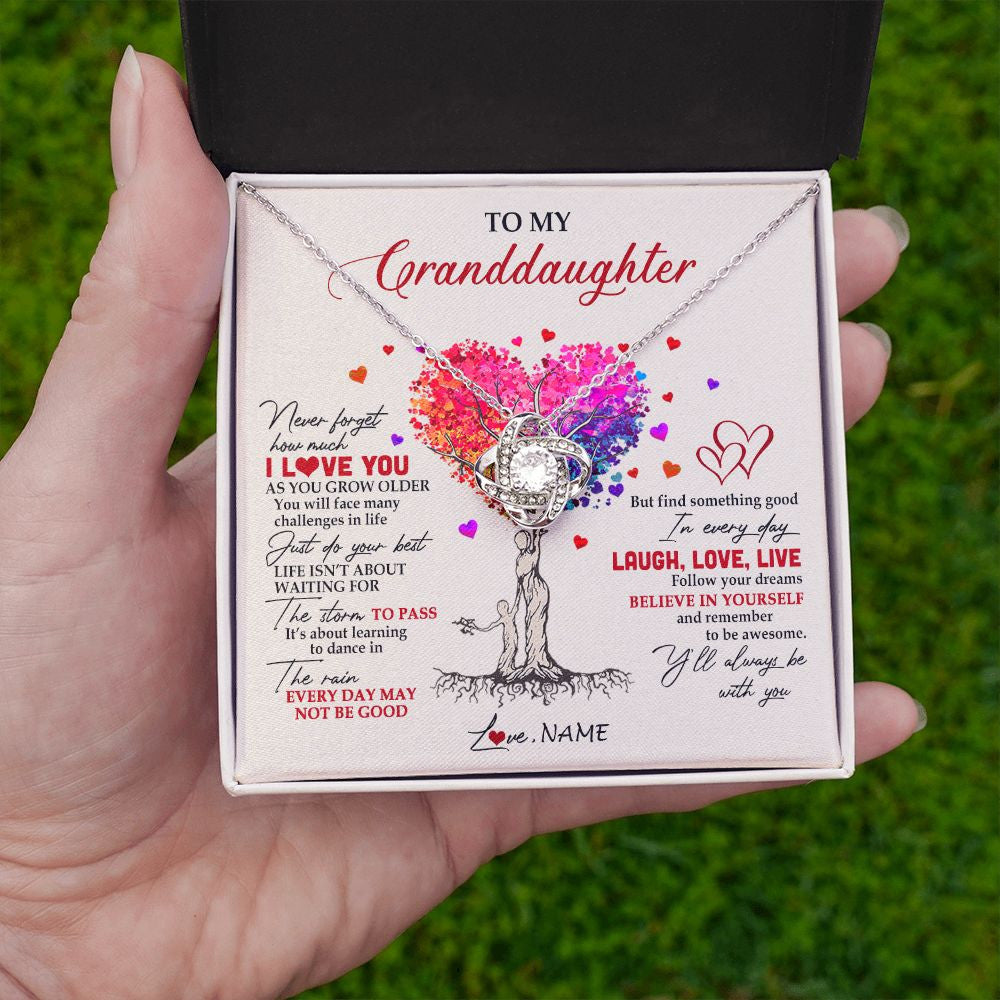 Personalized To My Granddaughter Necklace From Grandma Colorful Tree Never Forget I Love You Granddaughter Birthday Christmas Customized Gift Box Message Card