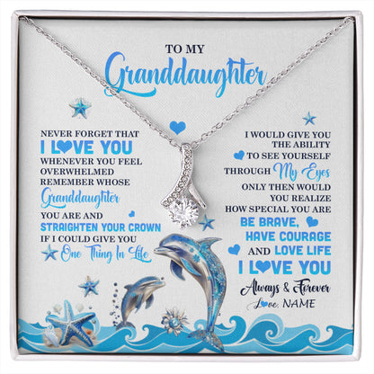 Personalized To My Granddaughter Necklace From Grandma Dophin Never Forget I Love You Granddaughter Birthday Gifts Christmas Customized Gift Box Message Card