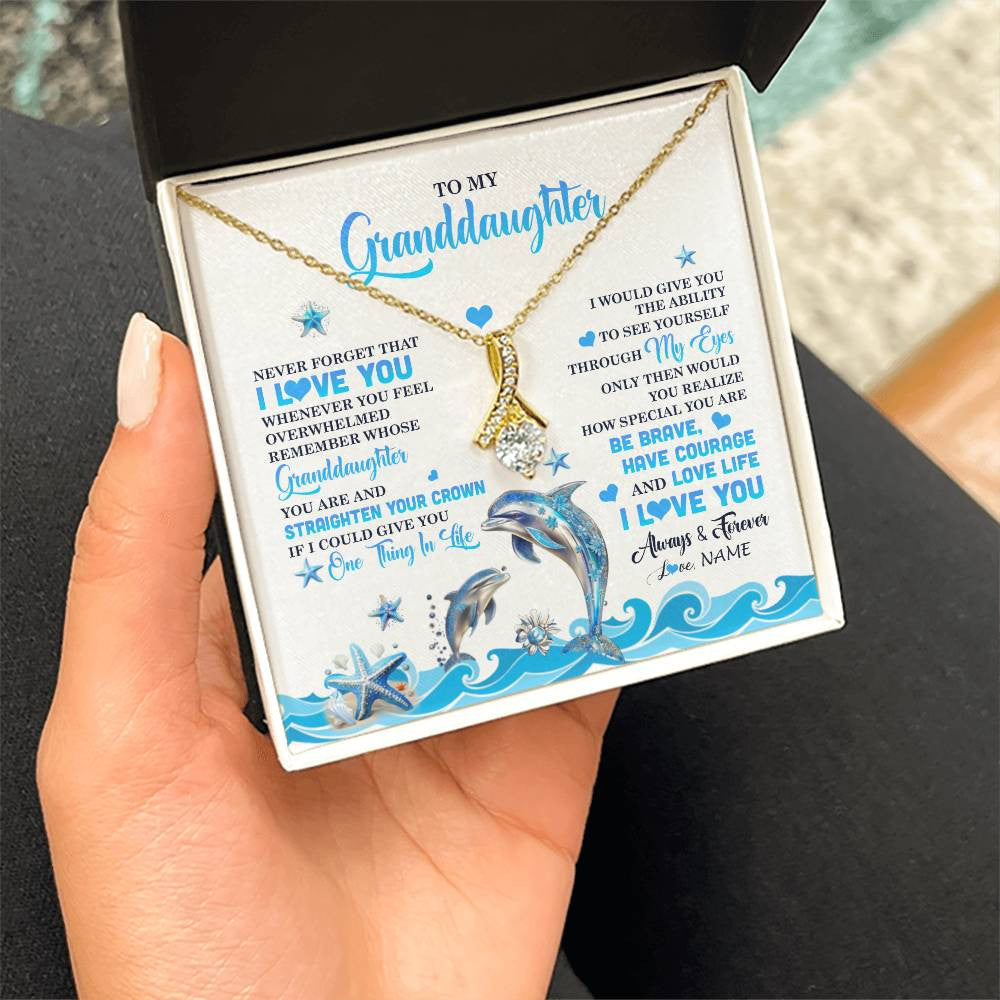 Personalized To My Granddaughter Necklace From Grandma Dophin Never Forget I Love You Granddaughter Birthday Gifts Christmas Customized Gift Box Message Card