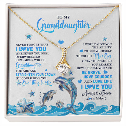 Personalized To My Granddaughter Necklace From Grandma Dophin Never Forget I Love You Granddaughter Birthday Gifts Christmas Customized Gift Box Message Card
