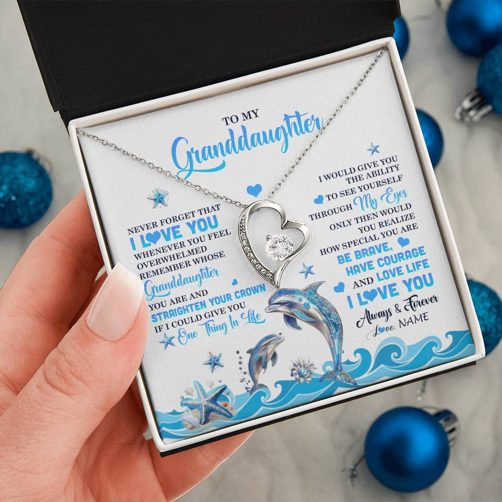 Personalized To My Granddaughter Necklace From Grandma Dophin Never Forget I Love You Granddaughter Birthday Gifts Christmas Customized Gift Box Message Card