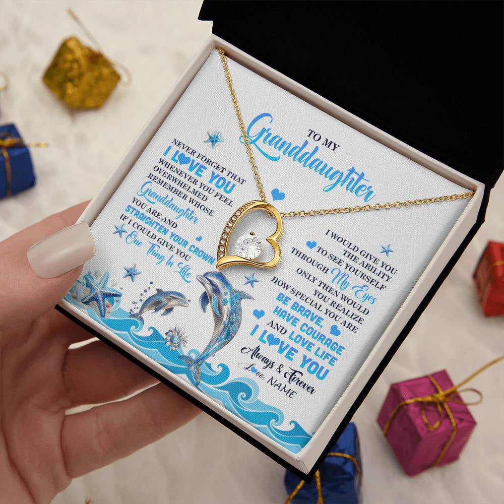 Personalized To My Granddaughter Necklace From Grandma Dophin Never Forget I Love You Granddaughter Birthday Gifts Christmas Customized Gift Box Message Card