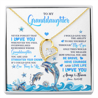 Personalized To My Granddaughter Necklace From Grandma Dophin Never Forget I Love You Granddaughter Birthday Gifts Christmas Customized Gift Box Message Card