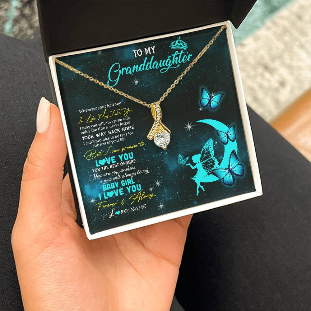 Personalized To My Granddaughter Necklace From Grandma Fairy Silhouette Fantasy Moon Granddaughter Birthday Christmas Customized Gift Box Message Card