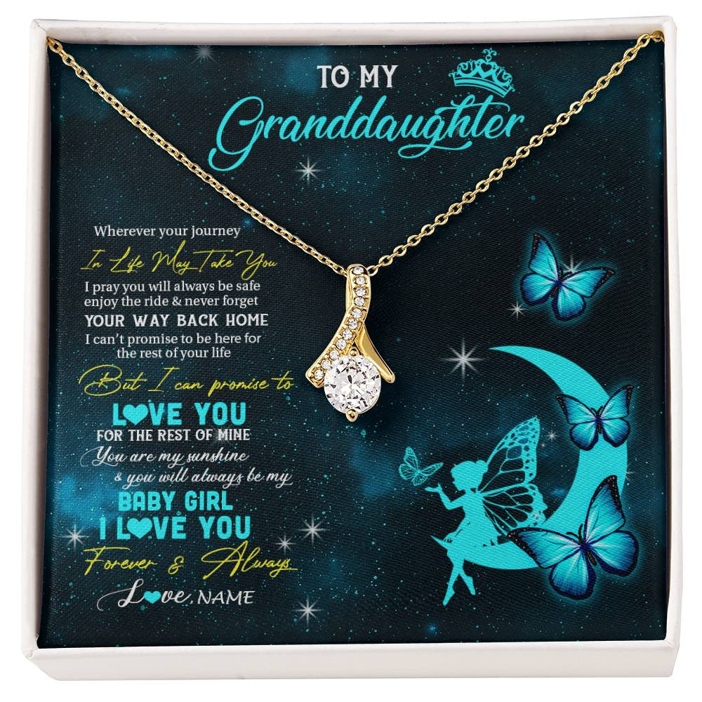Personalized To My Granddaughter Necklace From Grandma Fairy Silhouette Fantasy Moon Granddaughter Birthday Christmas Customized Gift Box Message Card
