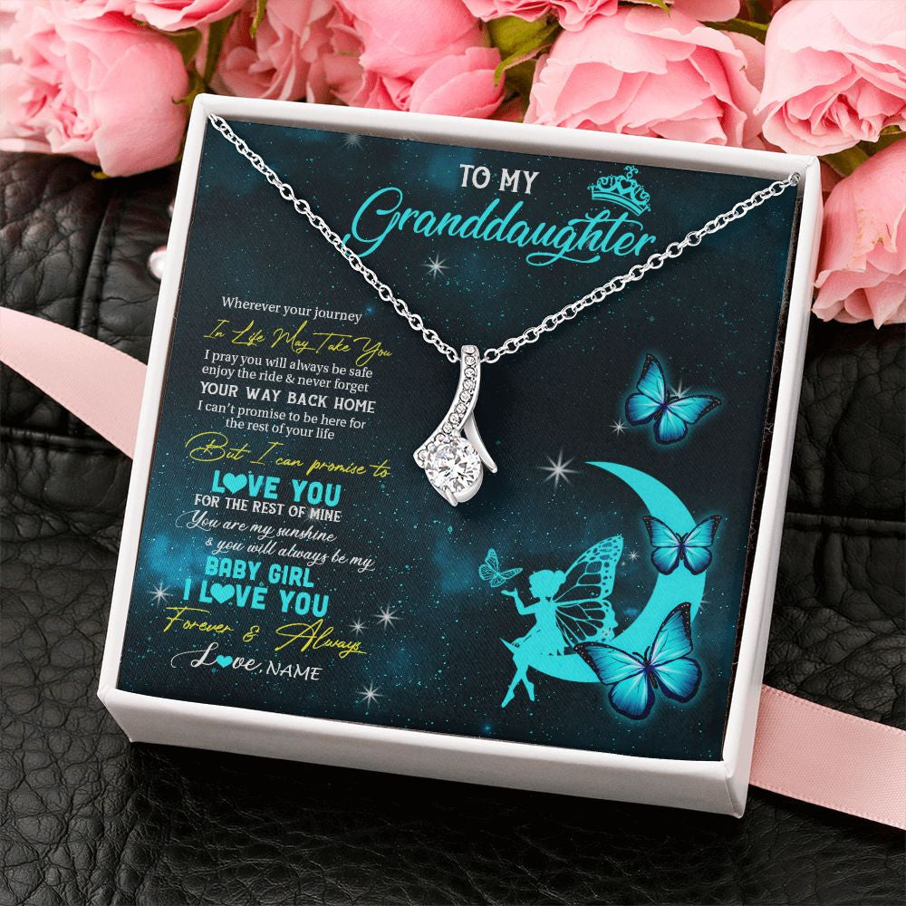 Personalized To My Granddaughter Necklace From Grandma Fairy Silhouette Fantasy Moon Granddaughter Birthday Christmas Customized Gift Box Message Card